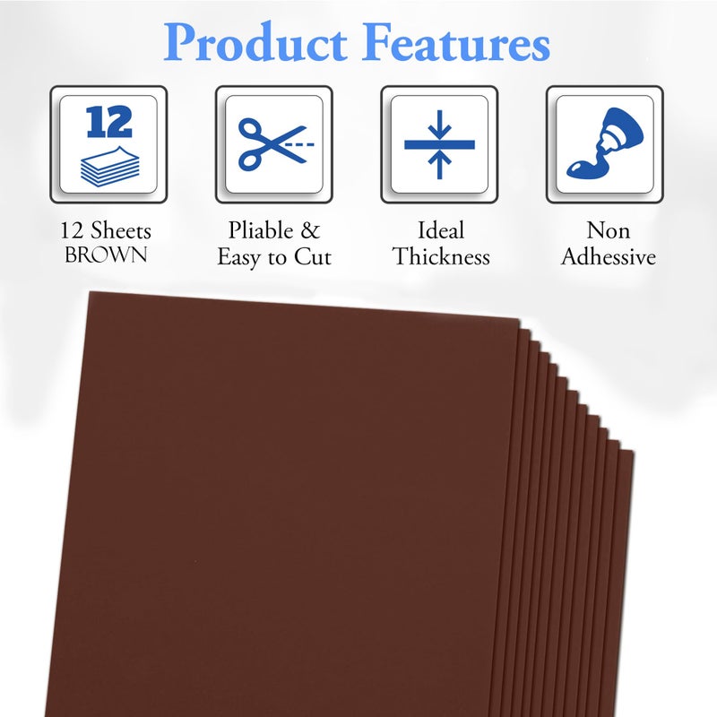 Ader Products Brown Eva Foam Sheets, 2mm Thick, 6 x 9 Inch, Handicraft Foam Paper for Arts and Crafts, by Ader Products - 12 Sheets - Image 2